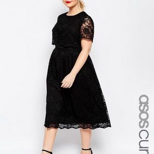 ASOS CURVE Lace Crop Top Skater Midi Dress